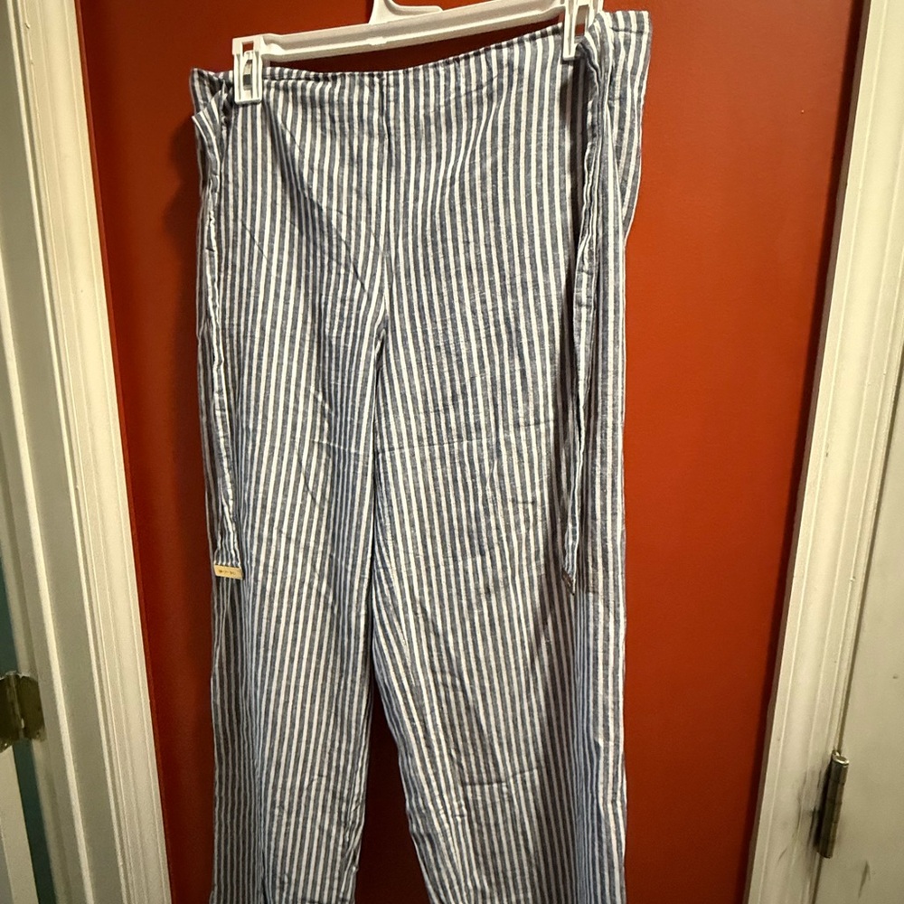 MICHAEL Michael Kors Navy and White Striped Pants